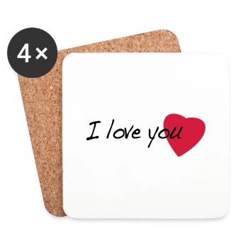 i_love_you - Dessous de verre (lot de 4) - blanc - Devant