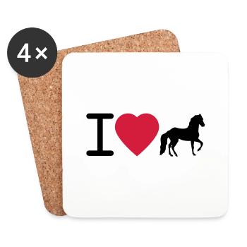 J'aime les chevaux - Dessous de verre (lot de 4) - blanc - Devant
