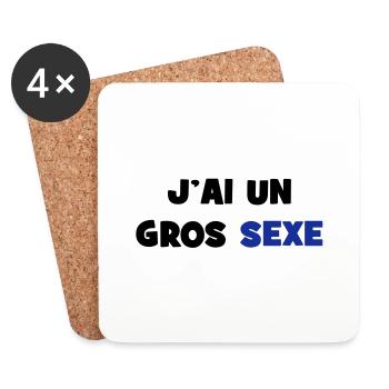 J'ai un GROS sexe :) - Dessous de verre (lot de 4) - blanc - Devant