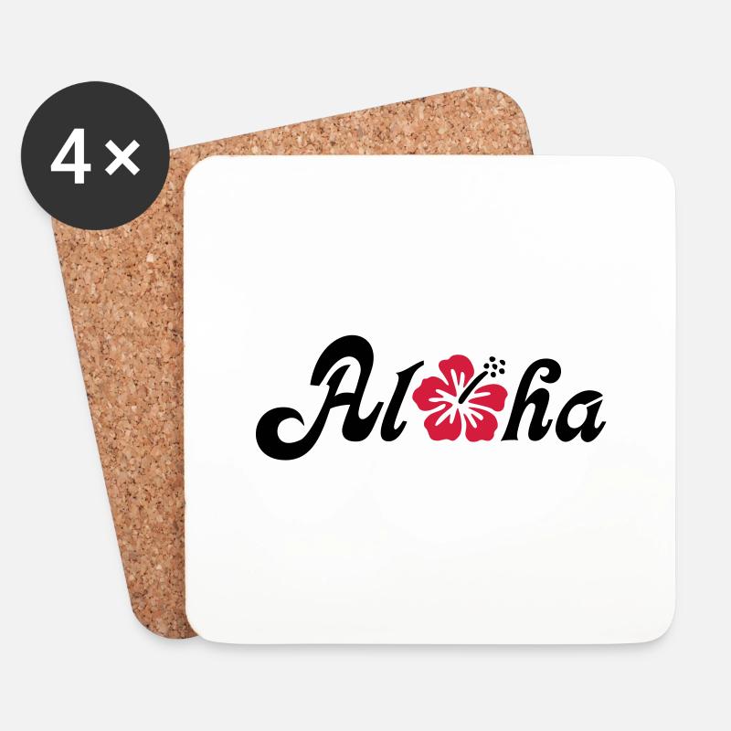 Aloha Hibiscus Blüte - Untersetzer (4er-Set) - Weiß