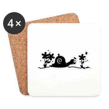 Die Schnecke / the snail (1c) - Untersetzer (4er-Set) - Weiß - Vorne