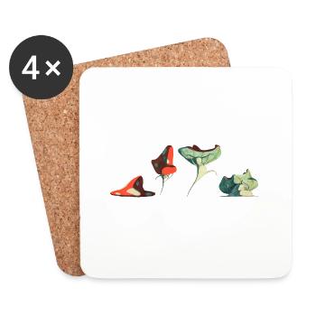 Mushrooms - Coasters (set of 4) - white - Front