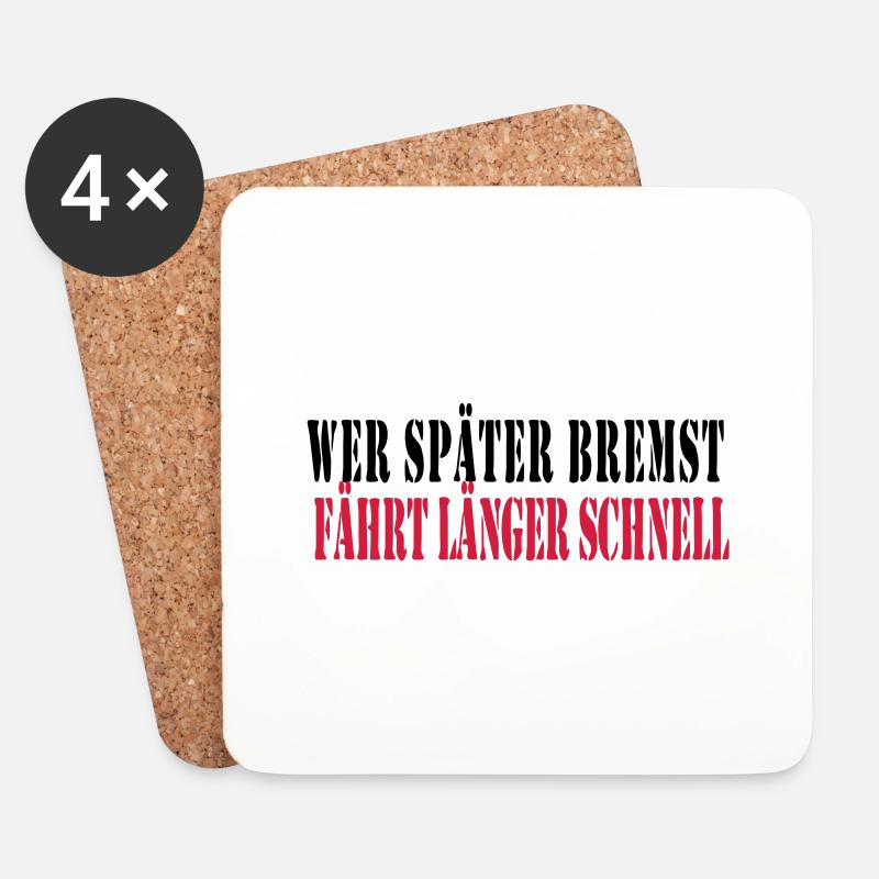 wer_spaeter_bremst_faehr - Coasters (set of 4) - white