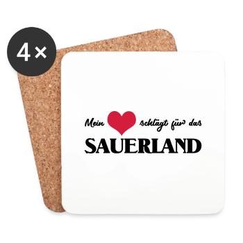 mon coeur bat pour le Sauerland - Dessous de verre (lot de 4) - blanc - Devant