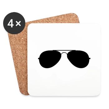 avec des lunettes mer - Dessous de verre (lot de 4) - blanc - Devant