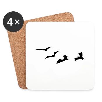 Bat - bats - Coasters (set of 4) - white - Front