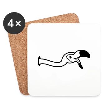 hole wall laugh mouth on food drink bow down - Coasters (set of 4) - white - Front
