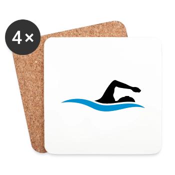 logo schwarz schwimmen schwimmer verein team wasse - Untersetzer (4er-Set) - Weiß - Vorne