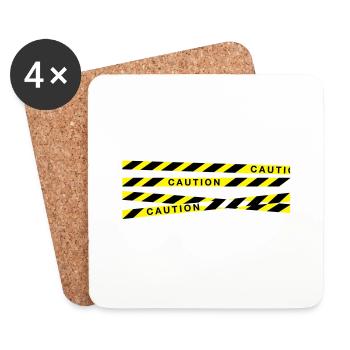 caution_f2 - Untersetzer (4er-Set) - Weiß - Vorne