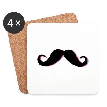 Funky Mustache - Untersetzer (4er-Set) - Weiß - Vorne