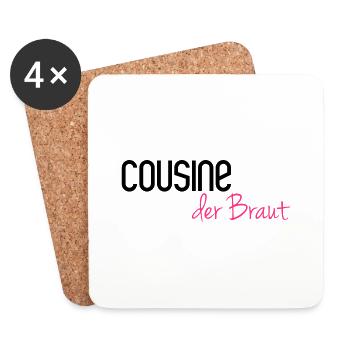 Cousine der Braut - Untersetzer (4er-Set) - Weiß - Vorne