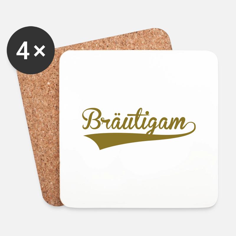 Bräutigam - Untersetzer (4er-Set) - Weiß