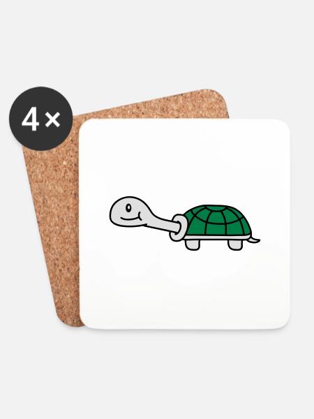 Cute Turtle - Untersetzer (4er-Set) - Weiß
