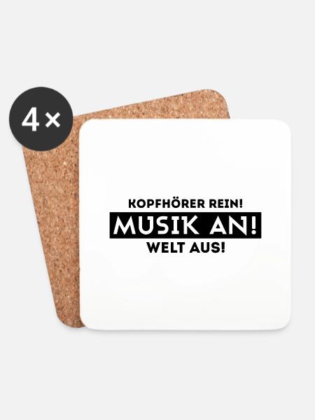 Kopfhörer rein, Musik an, Welt aus! - Untersetzer (4er-Set) - Weiß