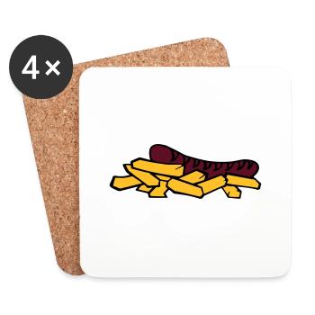 currywurst frite saucisse - Dessous de verre (lot de 4) - blanc - Devant