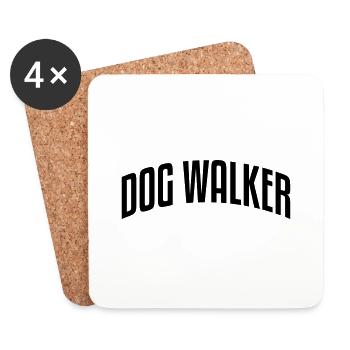 dog walker stylish arched text logo - Coasters (set of 4) - white - Front