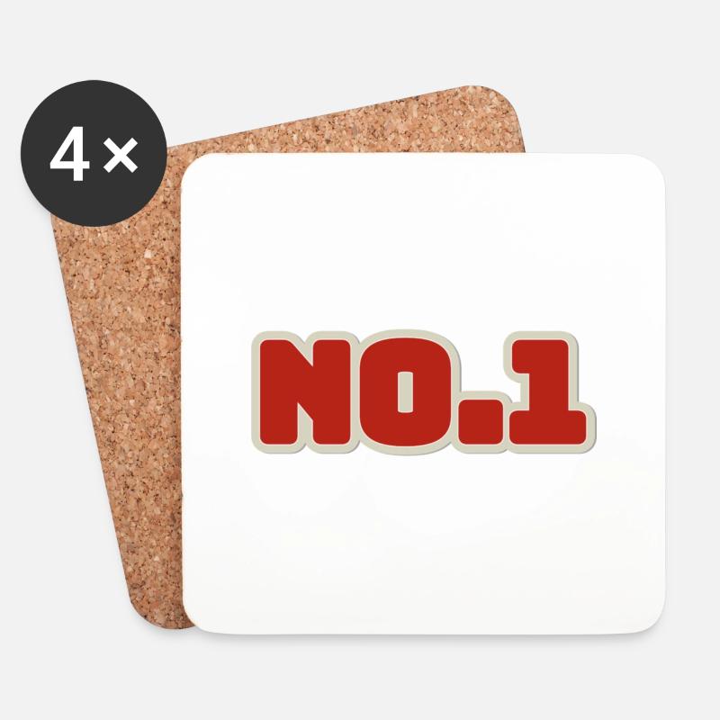 No.1 Nummer 1 Eins - Untersetzer (4er-Set) - Weiß