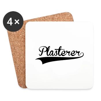plasterer retro college baseball style l - Coasters (set of 4) - white - Front