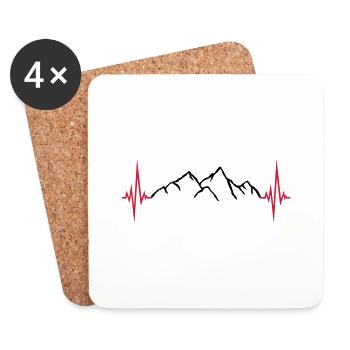 mountains frequency pulse heartbeat mountains excursion wan - Coasters (set of 4) - white - Front