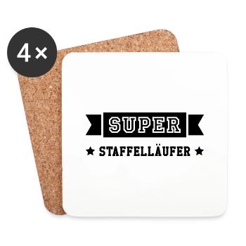 Staffelläufer / Staffelläuferin / Leichtathletik - Untersetzer (4er-Set) - Weiß - Vorne