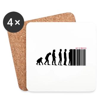 DARWIN - EVOLUTION SOCIETE - CODE BARRE - Dessous de verre (lot de 4) - blanc - Devant