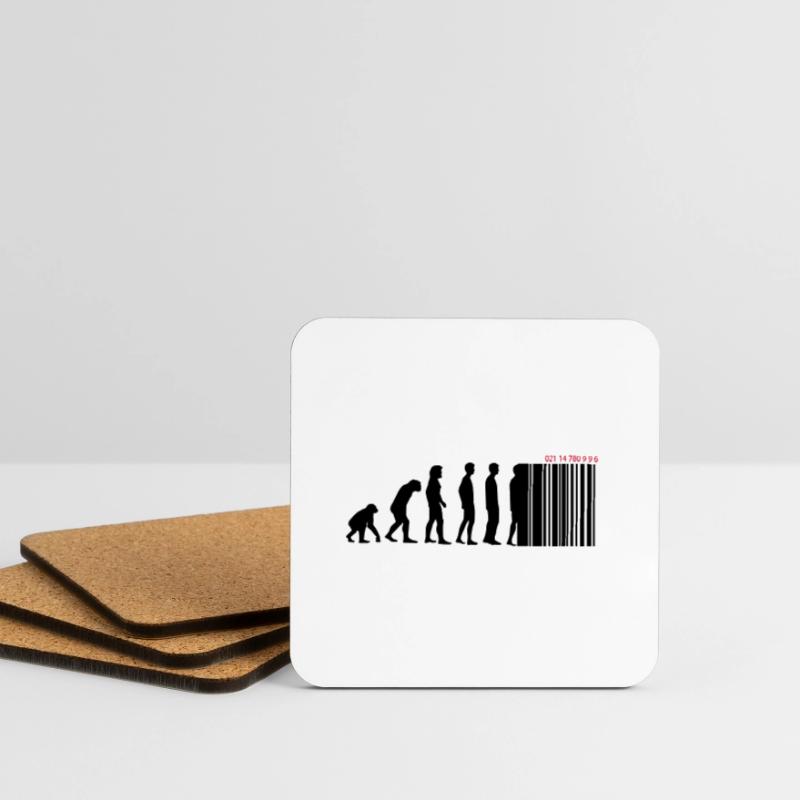 DARWIN - EVOLUTION SOCIETE - CODE BARRE Dessous de verre (lot de 4)