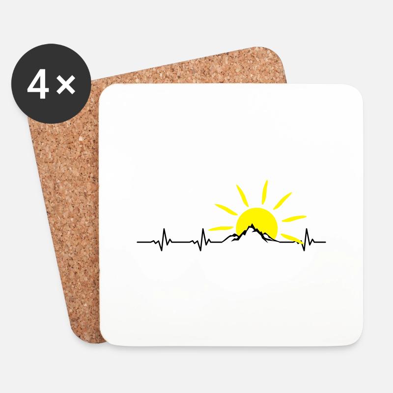 Landschaft - Berge Puls Sonne - Untersetzer (4er-Set) - Weiß