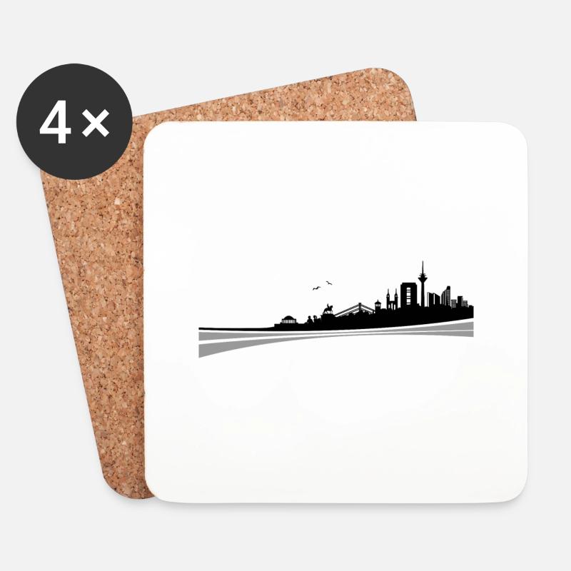 Skyline - Düsseldorf - Untersetzer (4er-Set) - Weiß