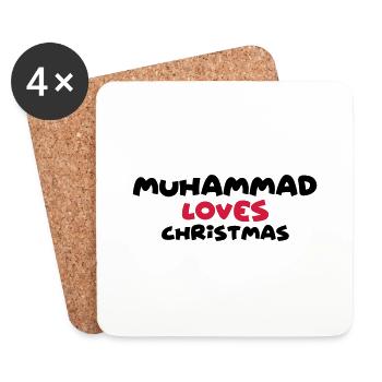 muhammad loves christmas xmas name - Coasters (set of 4) - white - Front