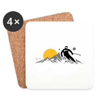 Winter - Skifahrer Berge - Untersetzer (4er-Set) - Weiß - Vorne