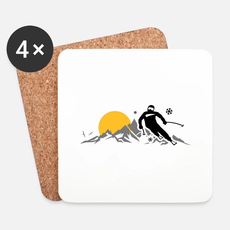 Winter - Skifahrer Berge - Untersetzer (4er-Set) - Weiß