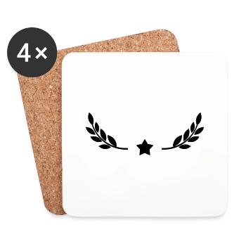 Star with laurel wreath design - Coasters (set of 4) - white - Front