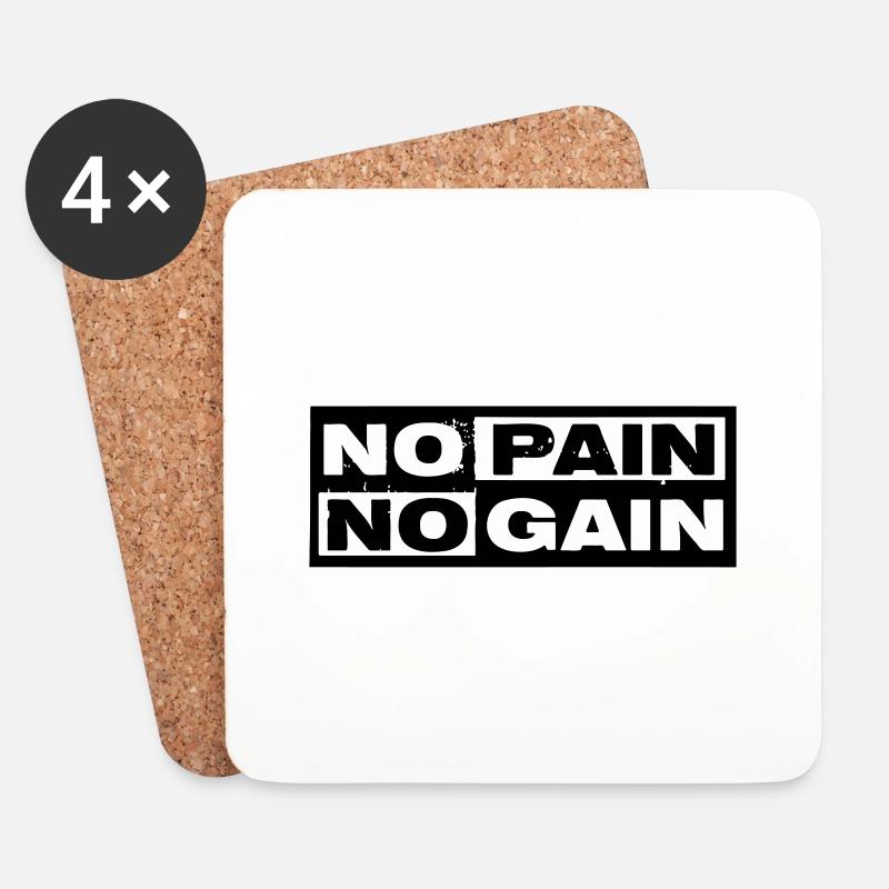 NO PAIN NO GAIN - Untersetzer (4er-Set) - Weiß