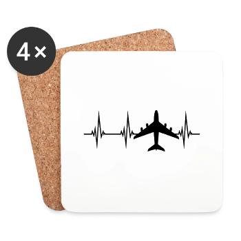Impulsion du rythme cardiaque de l'avion - Dessous de verre (lot de 4) - blanc - Devant