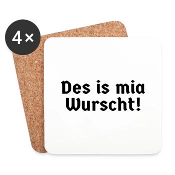 Bayern bayerisch Sprüche Bayer mia Wurscht EGAL - Untersetzer (4er-Set) - Weiß - Vorne