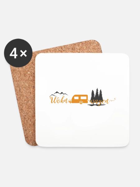 Wohnwagen Reisen Berge - Untersetzer (4er-Set) - Weiß