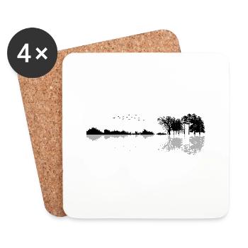 Gitarre Natur - Untersetzer (4er-Set) - Weiß - Vorne