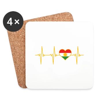 Kurdistan Kurde Kurdischer Herzschlag - Untersetzer (4er-Set) - Weiß - Vorne