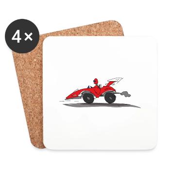 Voiture de course rouge - Dessous de verre (lot de 4) - blanc - Devant