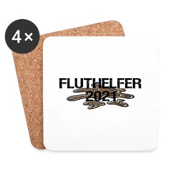 Fluthilfe | Flut Helfer Hochwasser Eimerkette Held - Untersetzer (4er-Set) - Weiß - Vorne