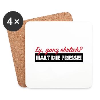 Halt die Fresse, Provokation lustige Sprüche - Untersetzer (4er-Set) - Weiß - Vorne