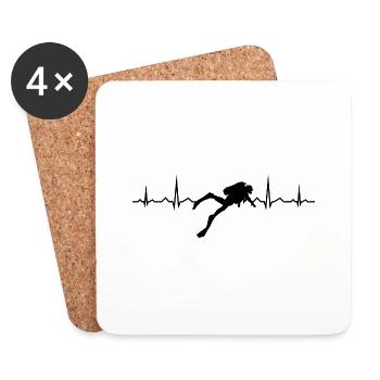 Heartbeat Diving Divers Diving Scuba Dive - Coasters (set of 4) - white - Front