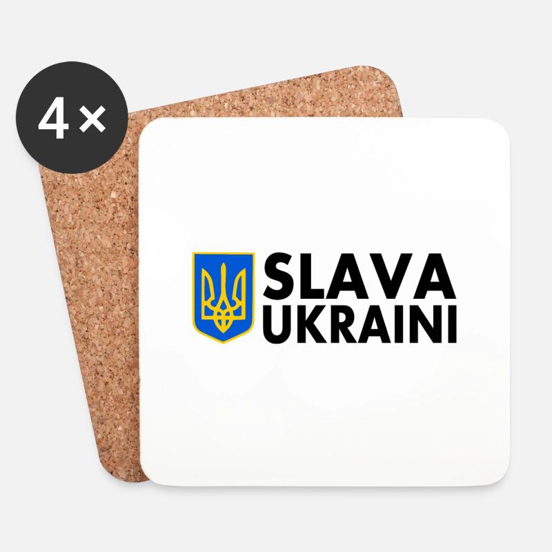 Slava ukraini - Untersetzer (4er-Set) - Weiß