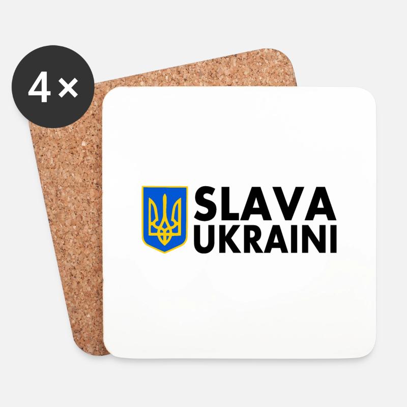 Slava ukraini - Untersetzer (4er-Set) - Weiß