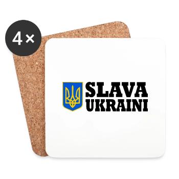 Slava ukraini - Untersetzer (4er-Set) - Weiß - Vorne