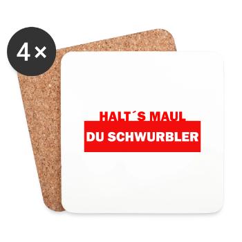 Halts Maul du Schwurbler - Untersetzer (4er-Set) - Weiß - Vorne