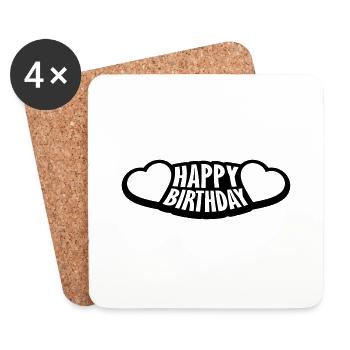 Logo Joyeux anniversaire - Dessous de verre (lot de 4) - blanc - Devant