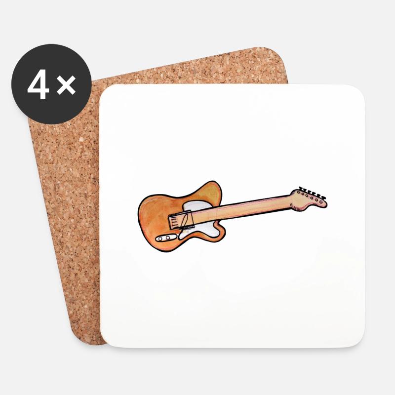 Elektrogitarre - Untersetzer (4er-Set) - Weiß