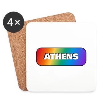 ATHEN REGENBOGEN GAY PRIDE - Untersetzer (4er-Set) - Weiß - Vorne