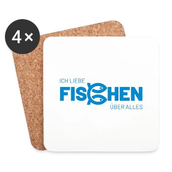 ich liebe fischen über alles - Untersetzer (4er-Set) - Weiß - Vorne